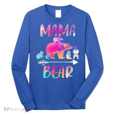 Funny Mama Bear Four Cubs Cute Gift Long Sleeve Shirt