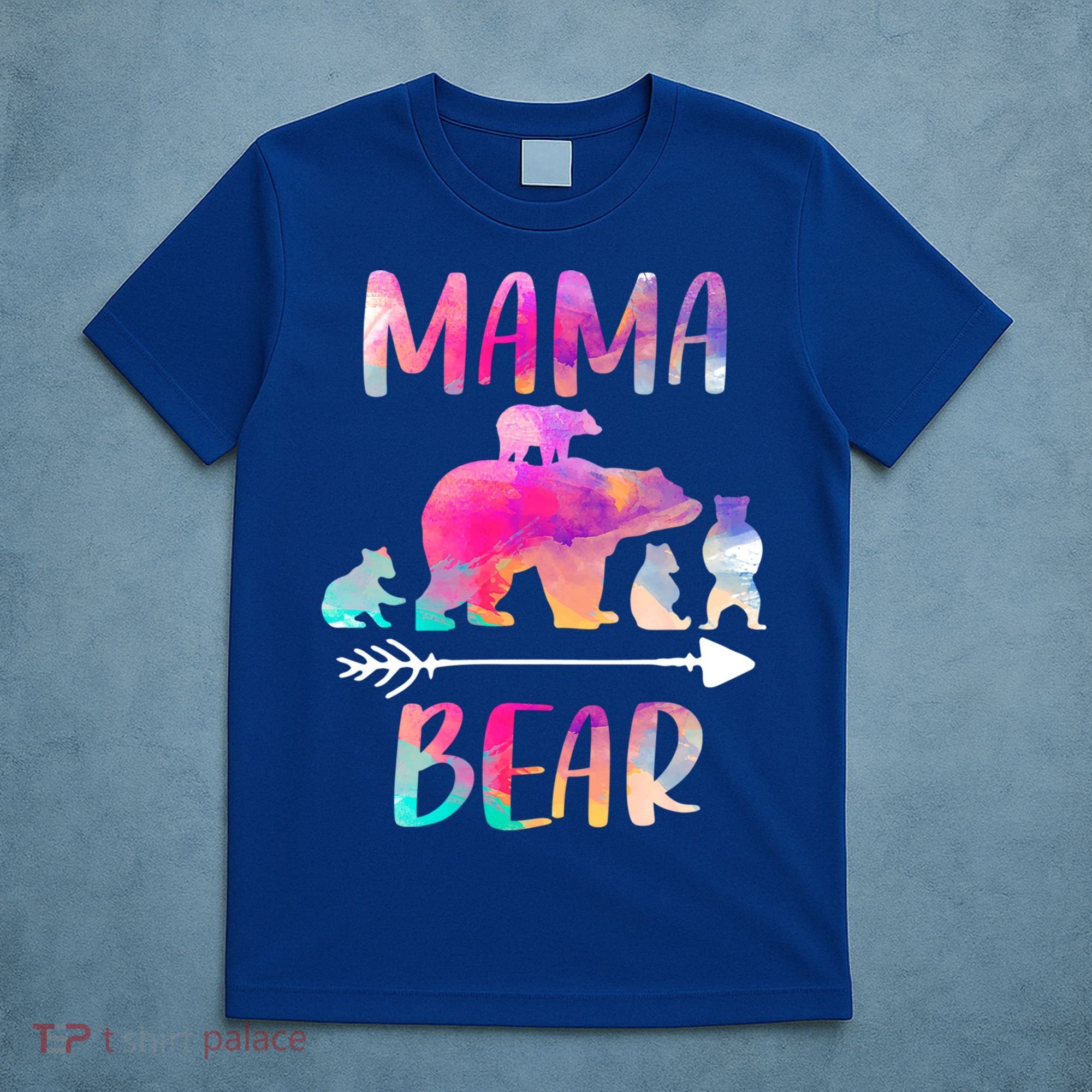 Funny Mama Bear Four Cubs Cute Gift T-Shirt