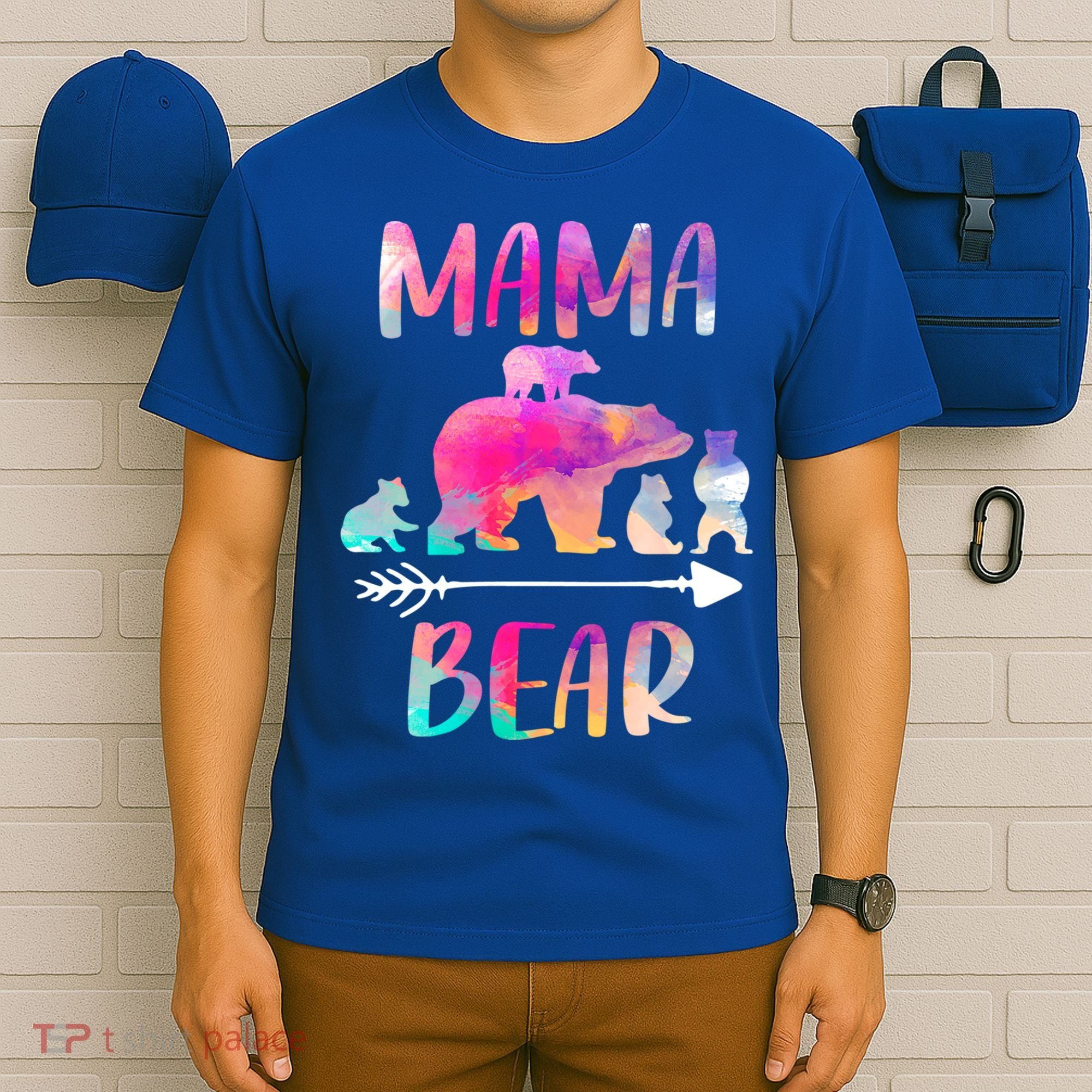 Funny Mama Bear Four Cubs Cute Gift T-Shirt