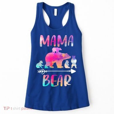 Funny Mama Bear Four Cubs Cute Gift Women's Tank Top