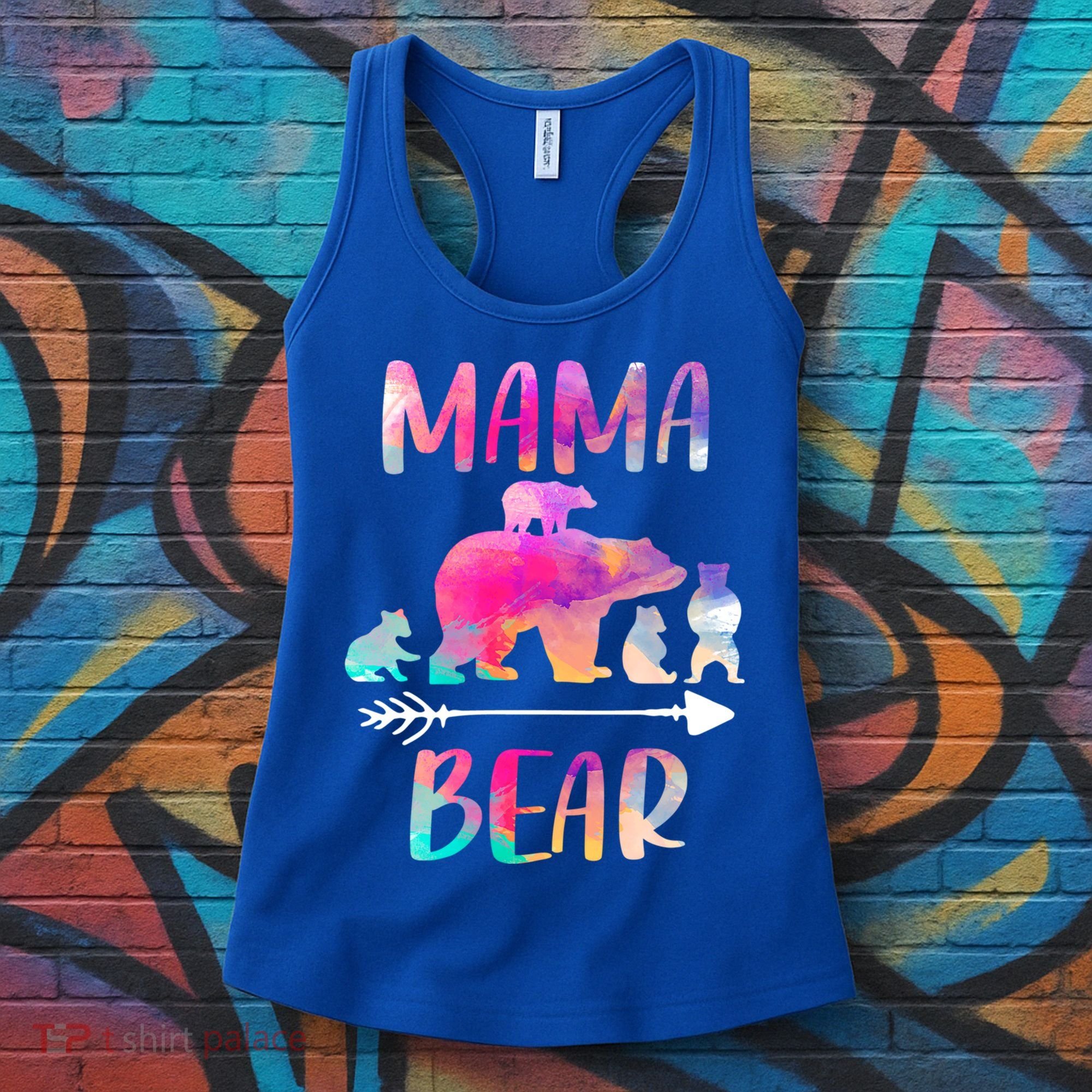 Funny Mama Bear Four Cubs Cute Gift Women's Tank Top