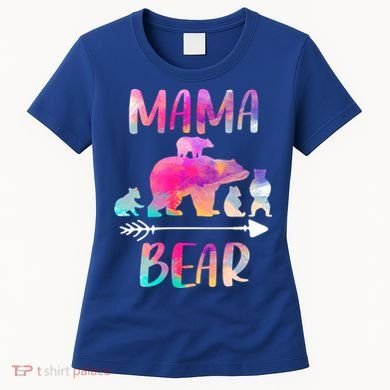 Funny Mama Bear Four Cubs Cute Gift Women's T-Shirt