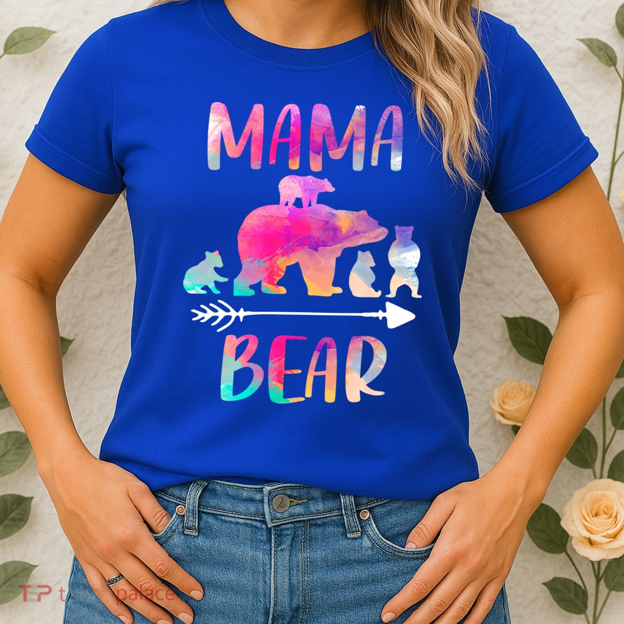 Funny Mama Bear Four Cubs Cute Gift Women's T-Shirt