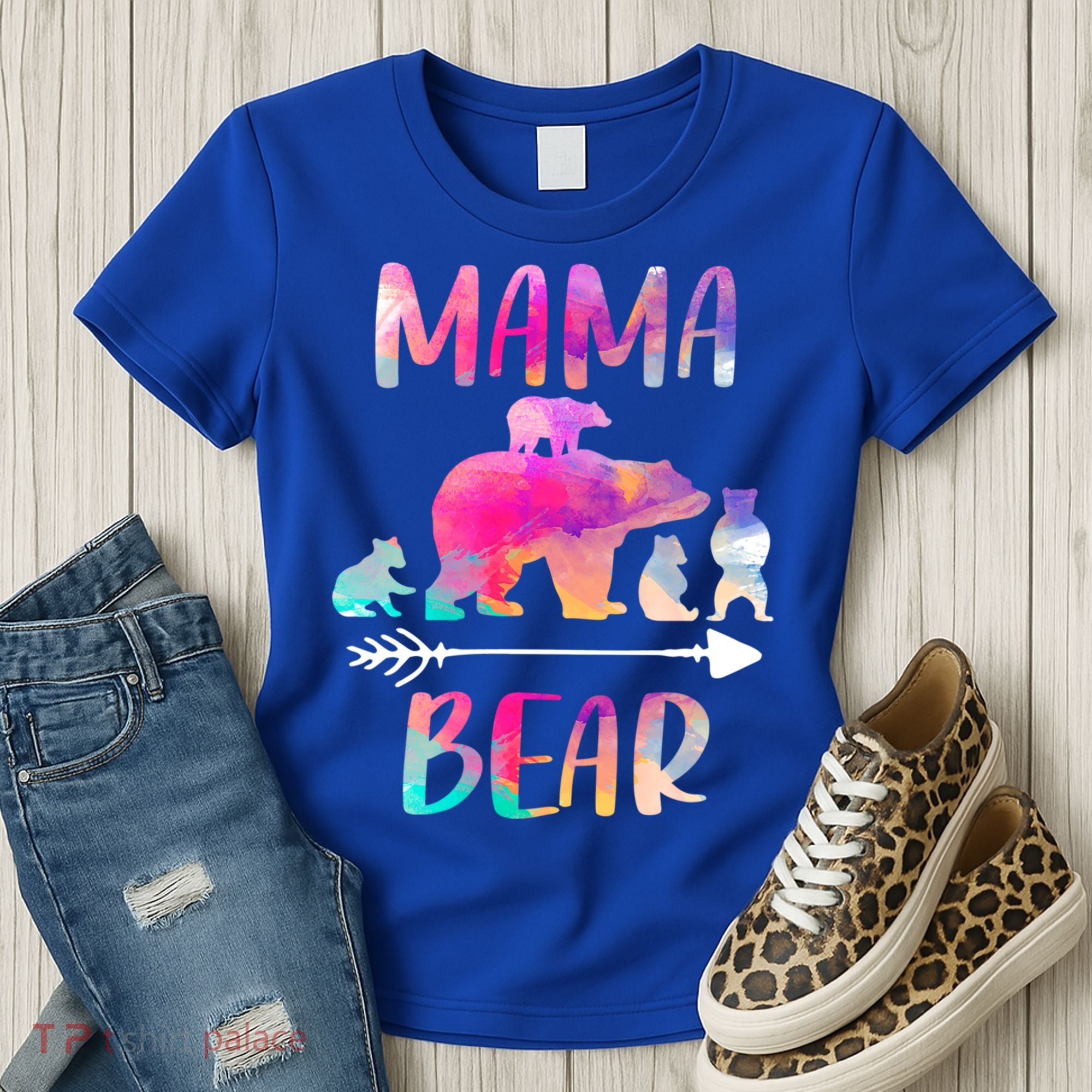 Funny Mama Bear Four Cubs Cute Gift Women's T-Shirt