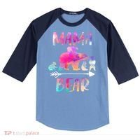Funny Mama Bear Four Cubs Cute Gift Raglan Baseball Sleeve Shirt thumb 0