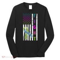 Fight Metastatic Breast Cancer American Flag Long Sleeve Shirt thumb 0