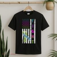 Fight Metastatic Breast Cancer American Flag T-Shirt thumb 2
