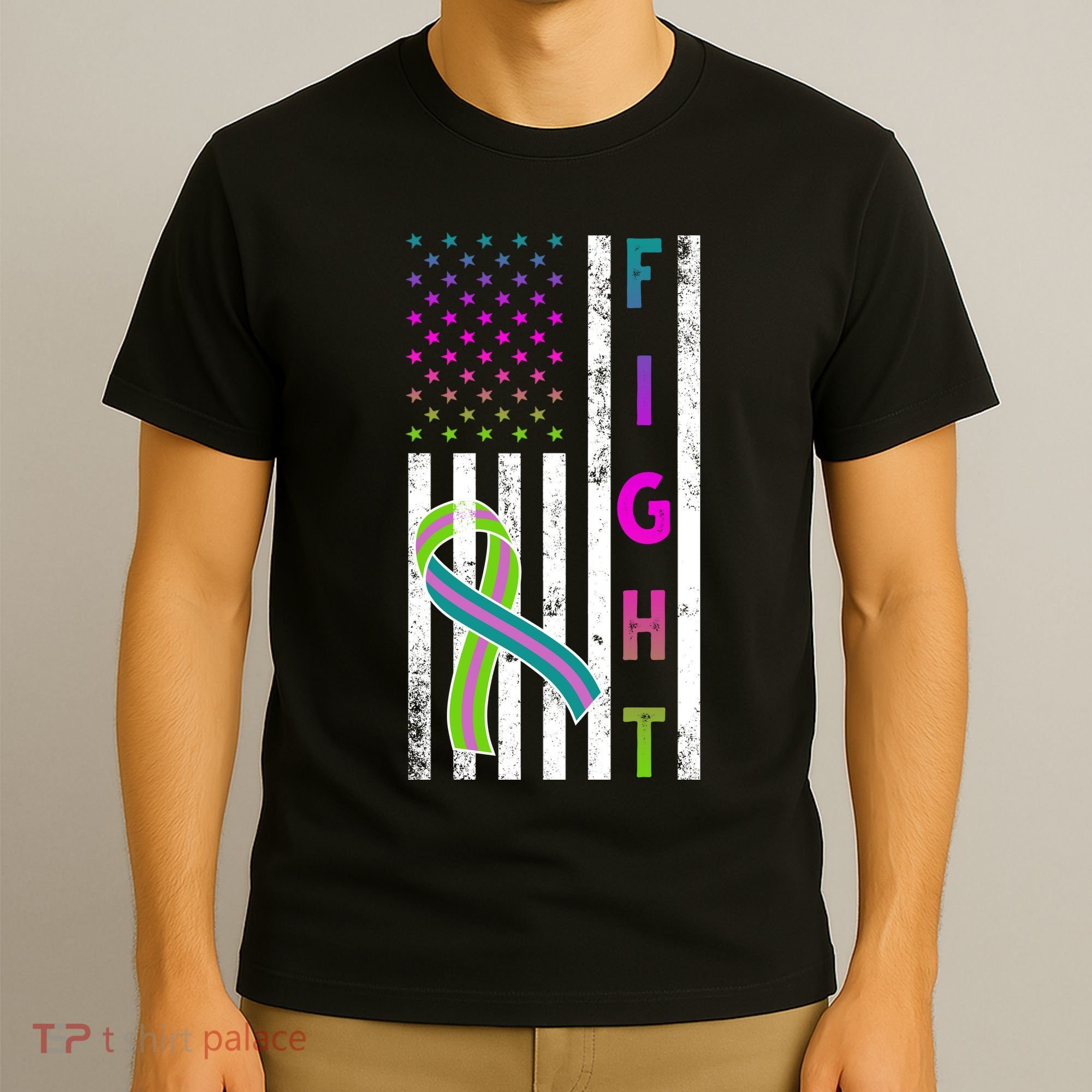 Fight Metastatic Breast Cancer American Flag T-Shirt