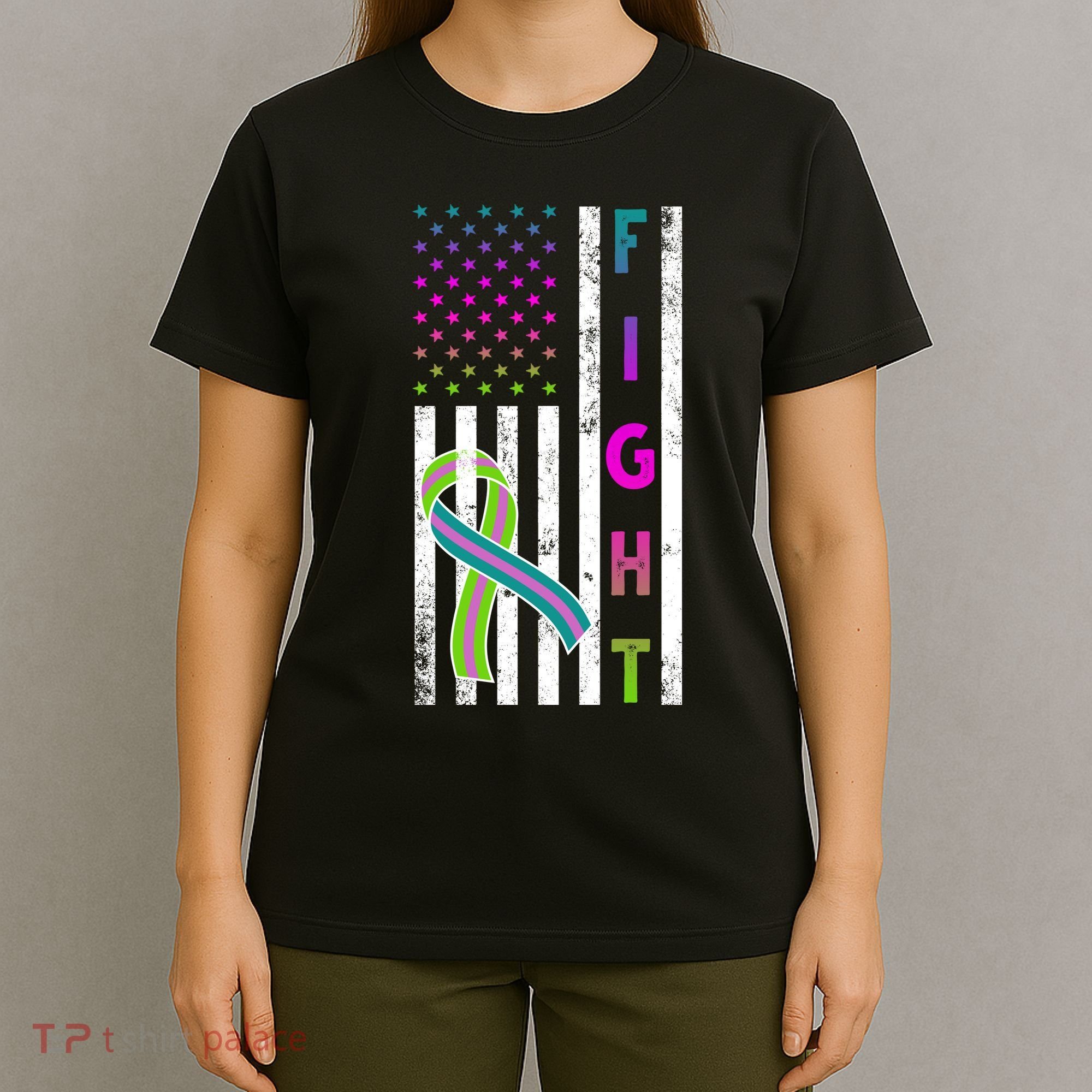 Fight Metastatic Breast Cancer American Flag T-Shirt