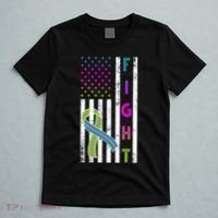 Fight Metastatic Breast Cancer American Flag T-Shirt thumb 5