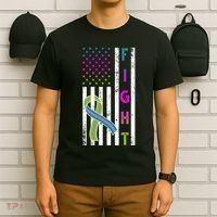 Fight Metastatic Breast Cancer American Flag T-Shirt thumb 6