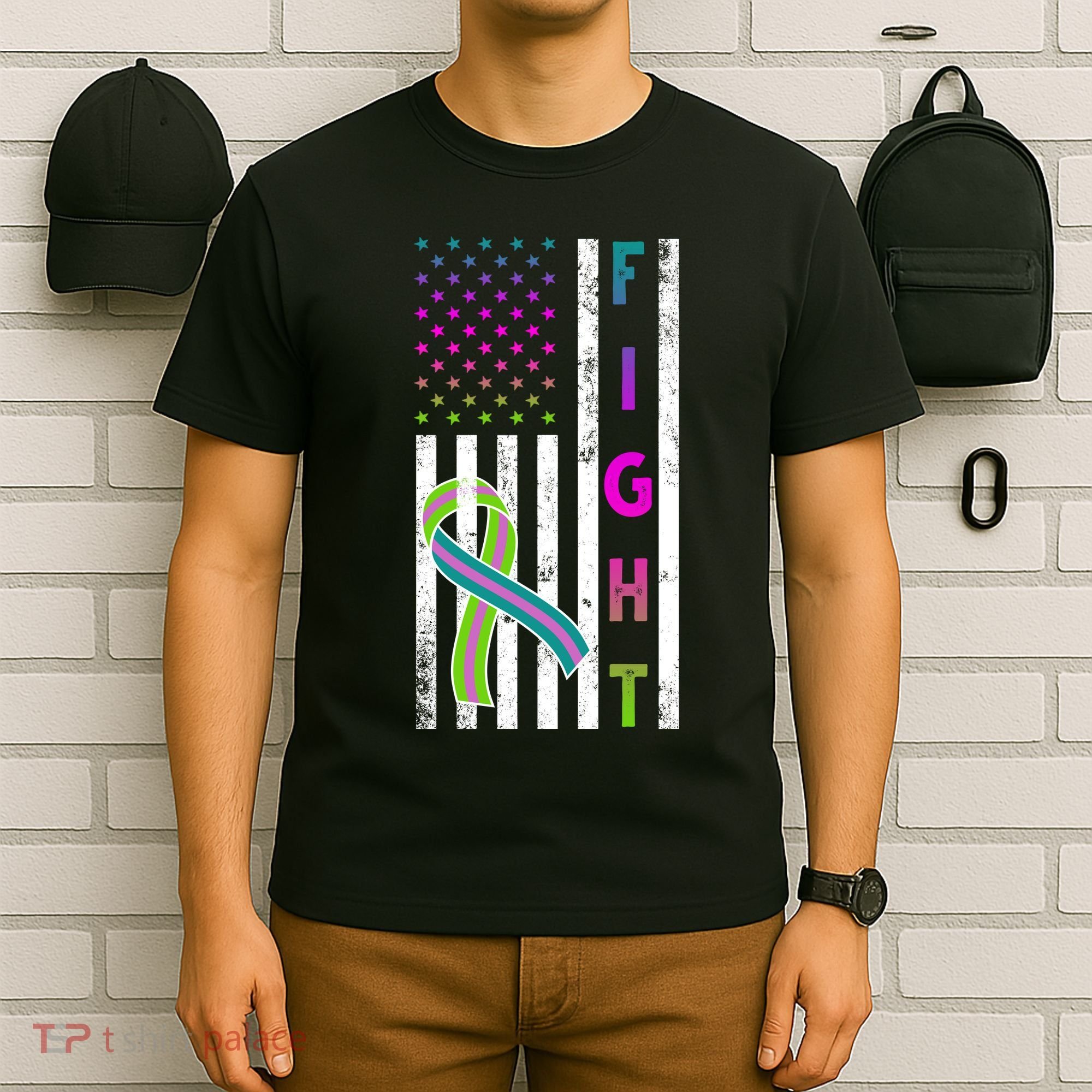 Fight Metastatic Breast Cancer American Flag T-Shirt
