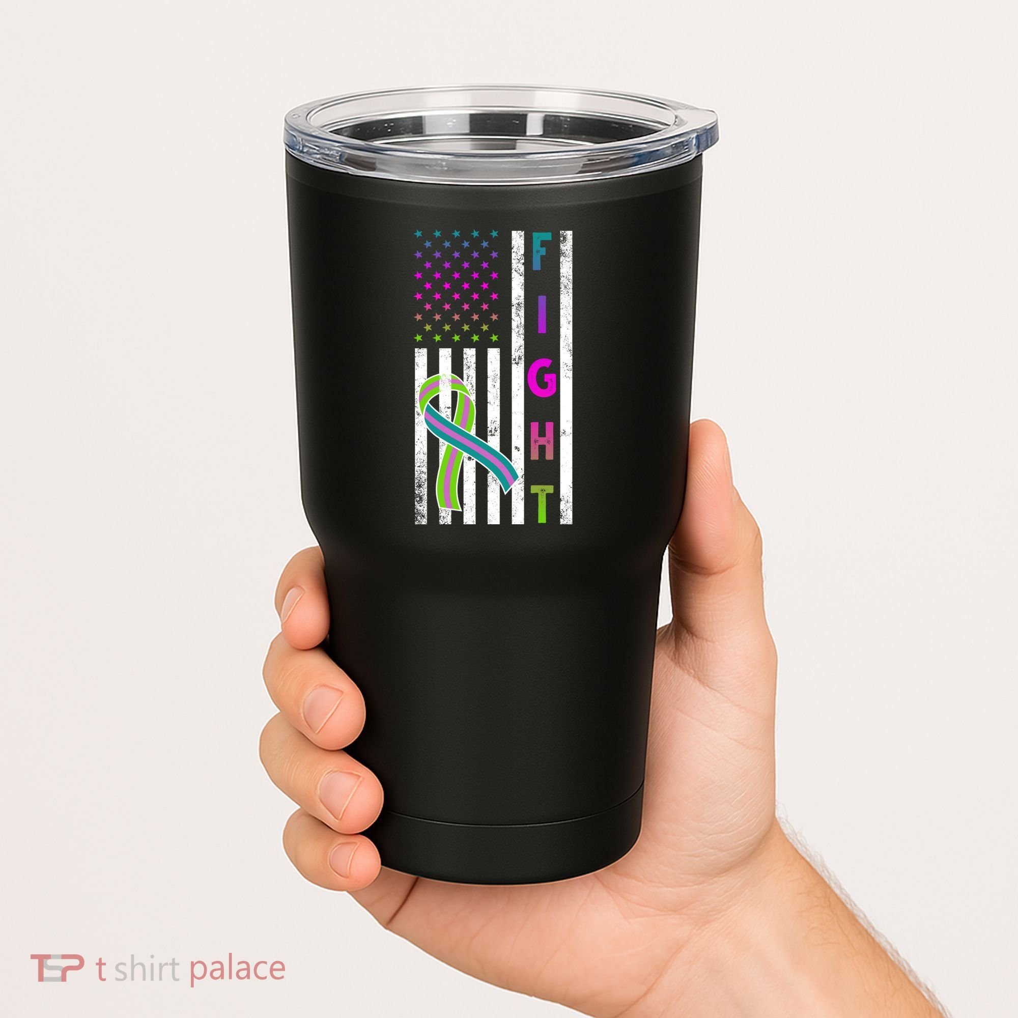 Fight Metastatic Breast Cancer American Flag Tumbler