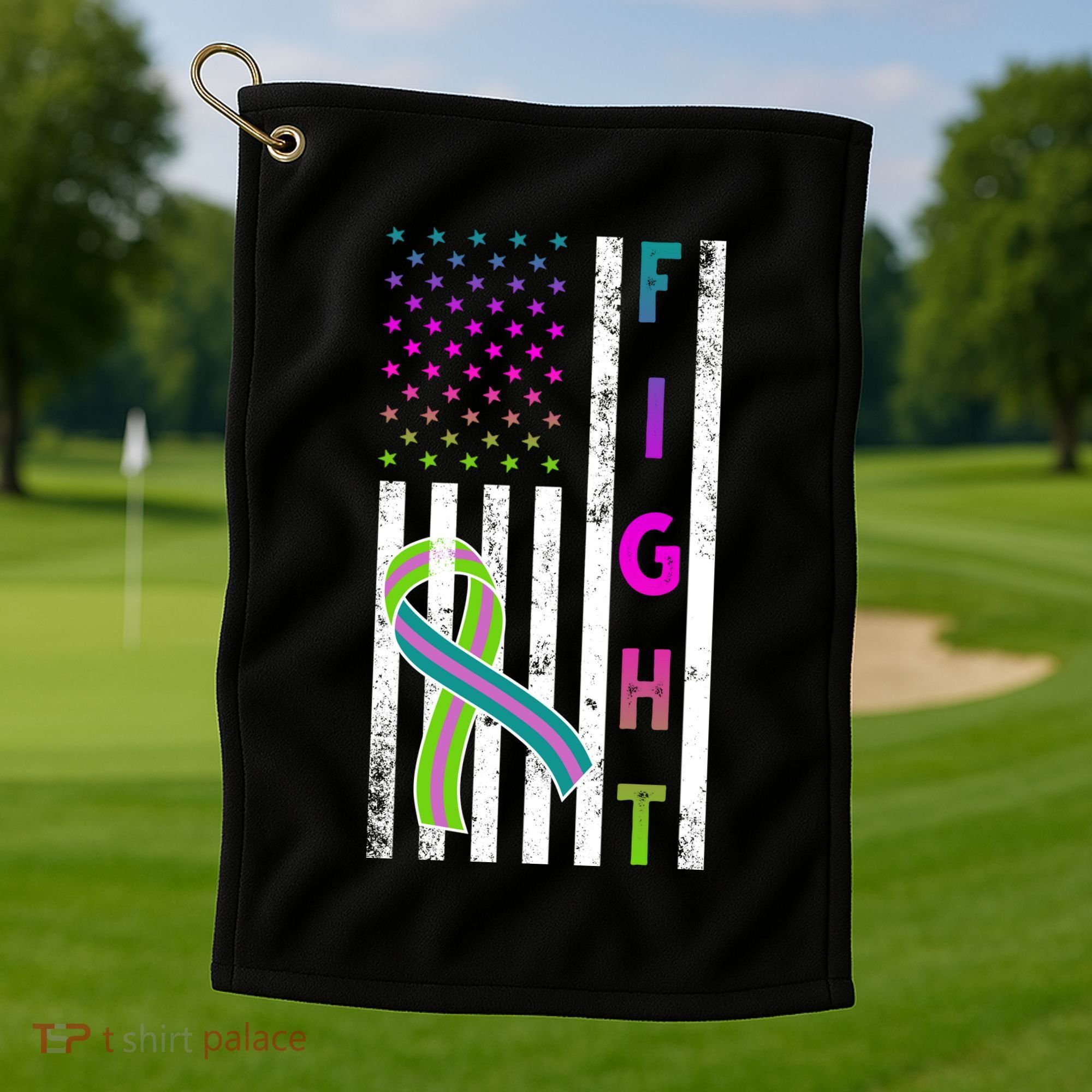 Fight Metastatic Breast Cancer American Flag Golf Towel