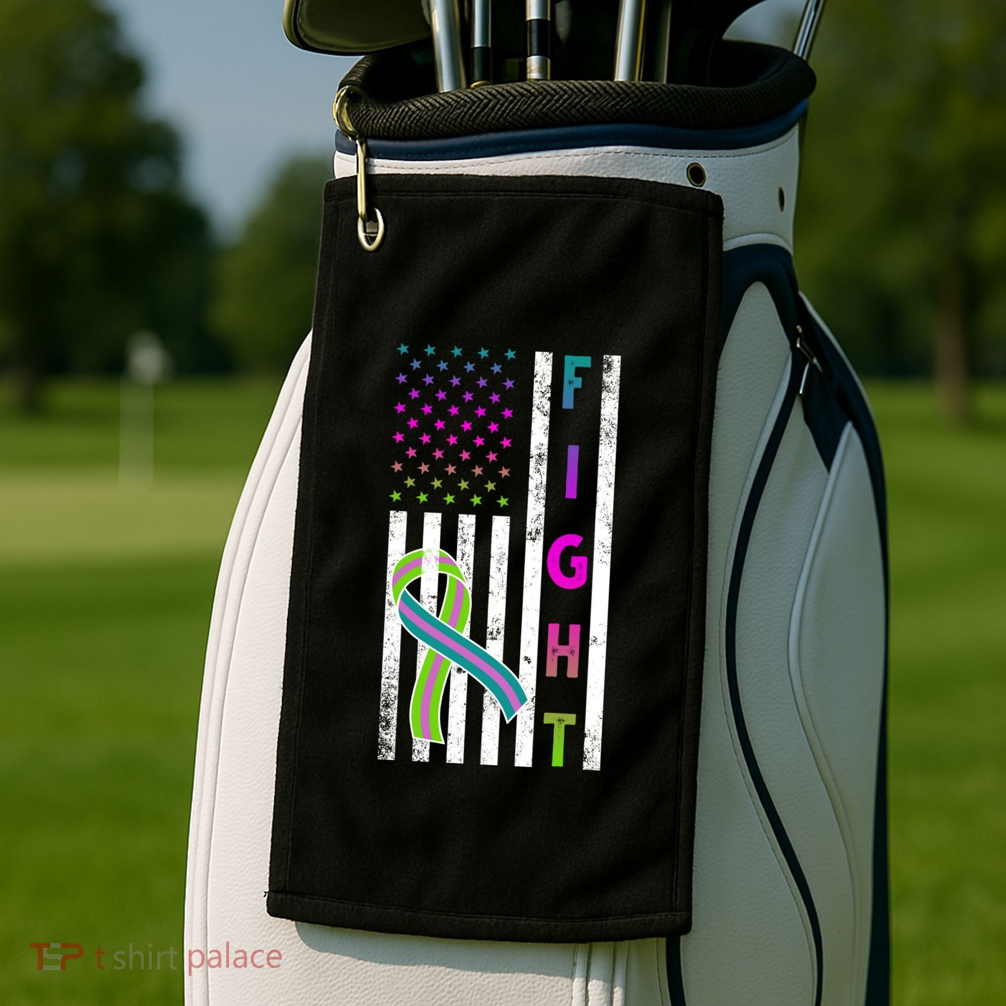 Fight Metastatic Breast Cancer American Flag Golf Towel