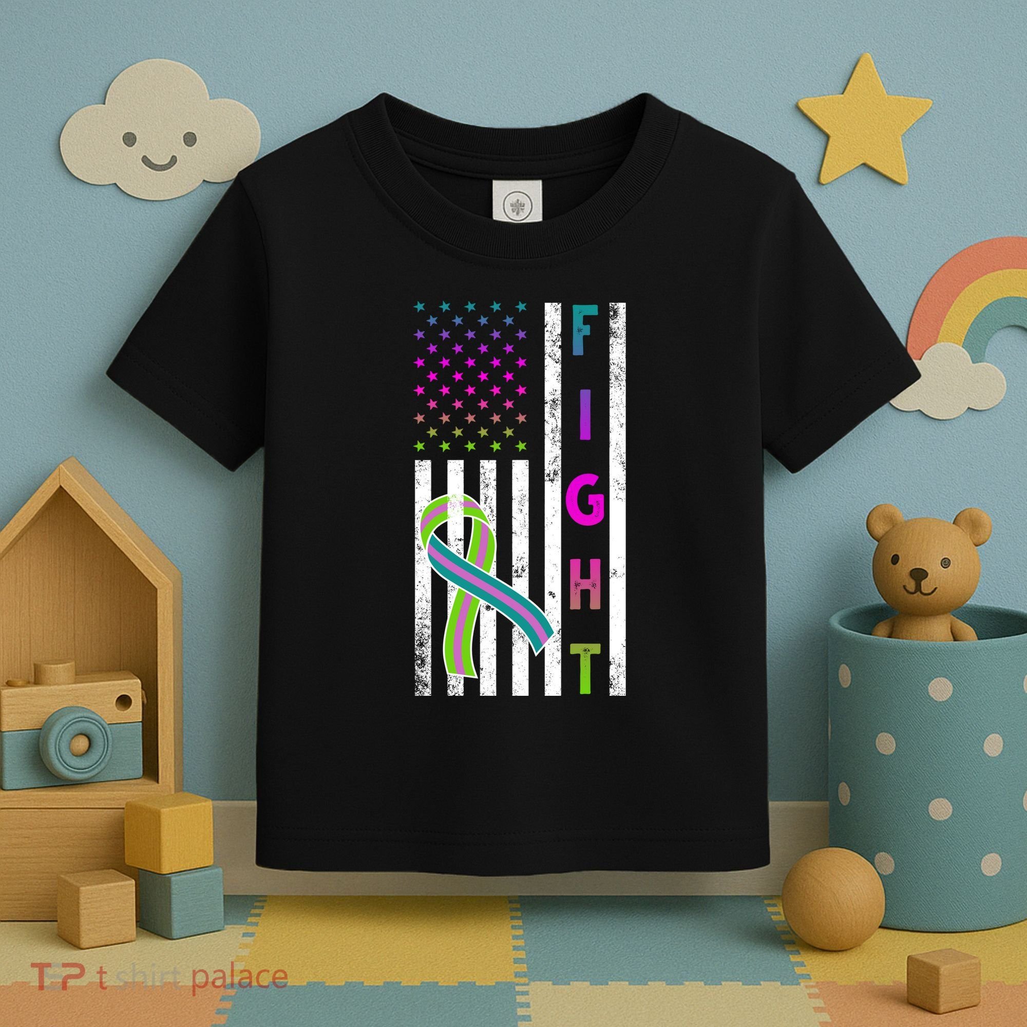 Fight Metastatic Breast Cancer American Flag Toddler T-Shirt