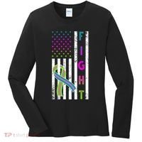 Fight Metastatic Breast Cancer American Flag Women's Long Sleeve Shirt thumb 0