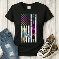 Fight Metastatic Breast Cancer American Flag Women's T-Shirt thumb 3