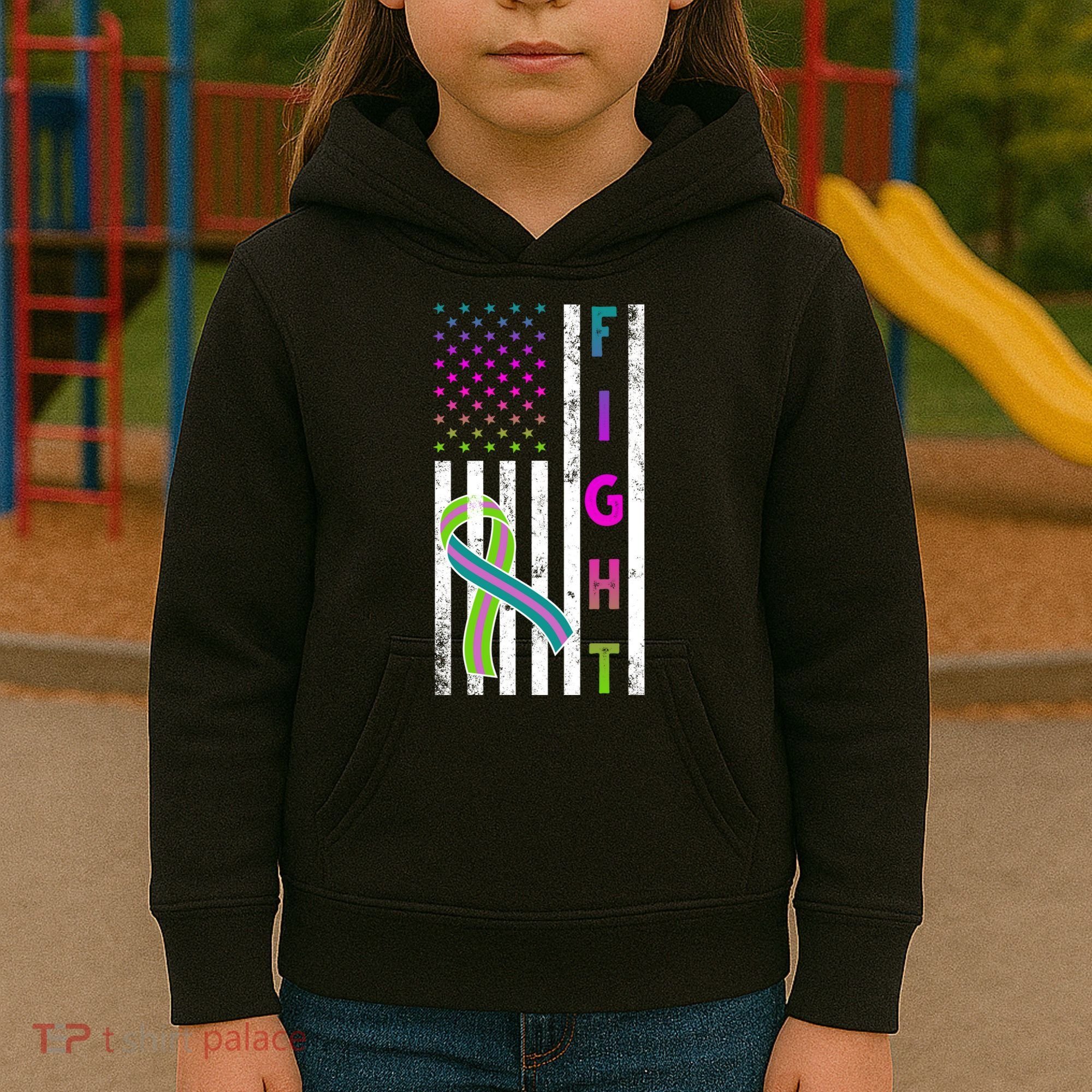 Fight Metastatic Breast Cancer American Flag Kids Hoodie