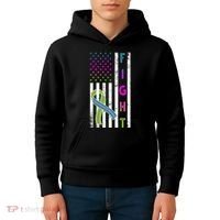 Fight Metastatic Breast Cancer American Flag Kids Hoodie thumb 4
