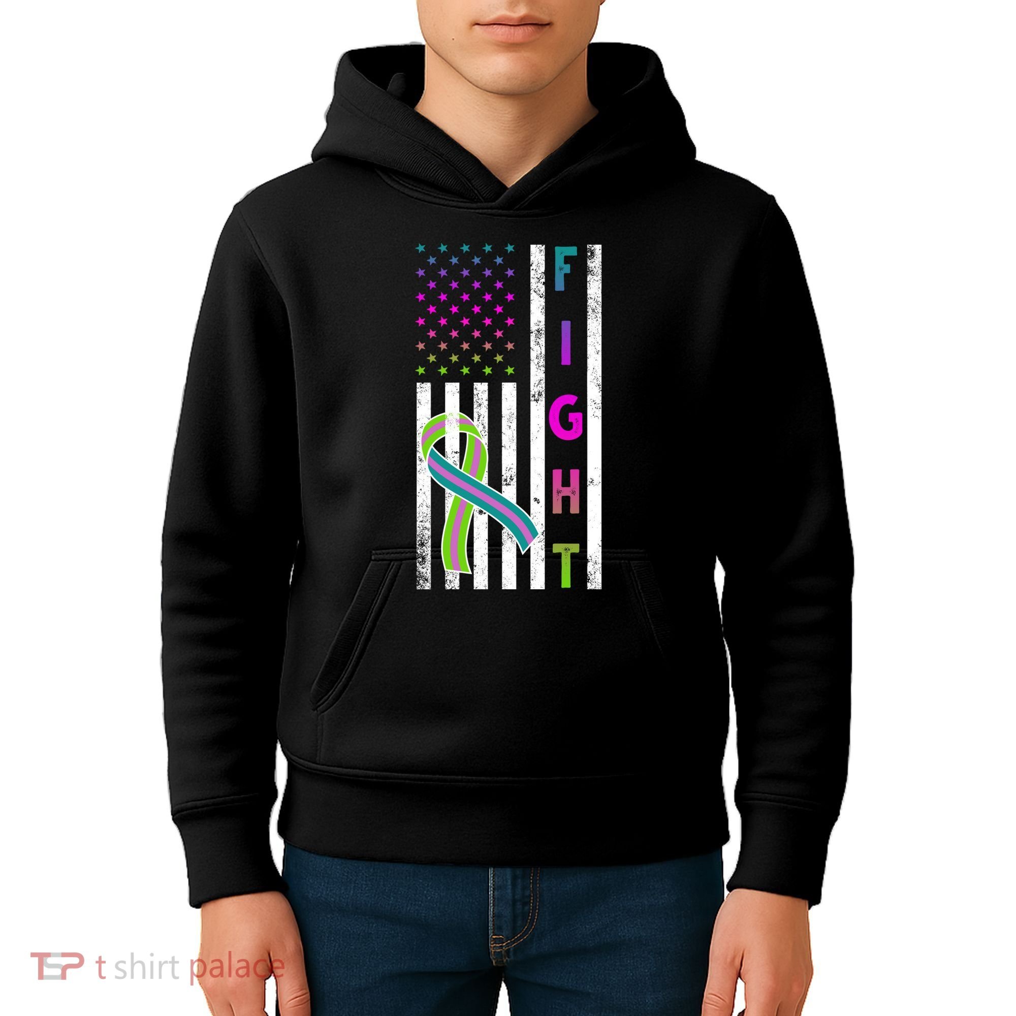 Fight Metastatic Breast Cancer American Flag Kids Hoodie