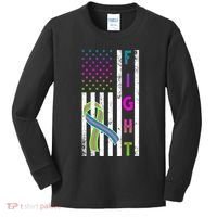Fight Metastatic Breast Cancer American Flag Kids Long Sleeve Shirt thumb 0