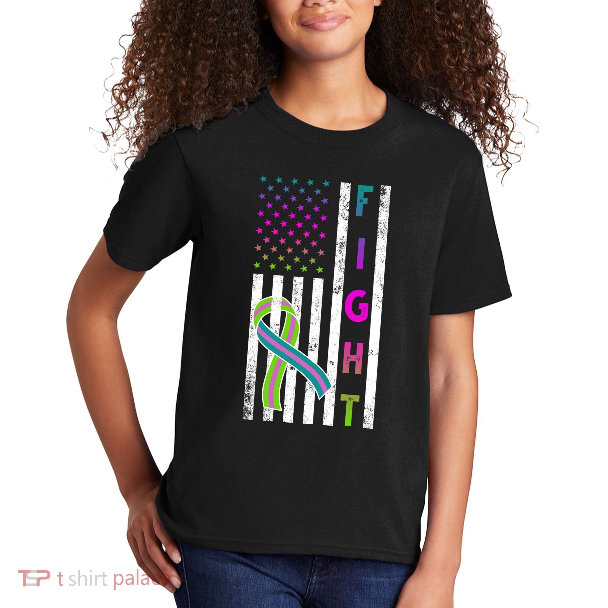 Fight Metastatic Breast Cancer American Flag Kids T-Shirt