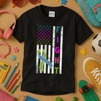 Fight Metastatic Breast Cancer American Flag Kids T-Shirt thumb 3