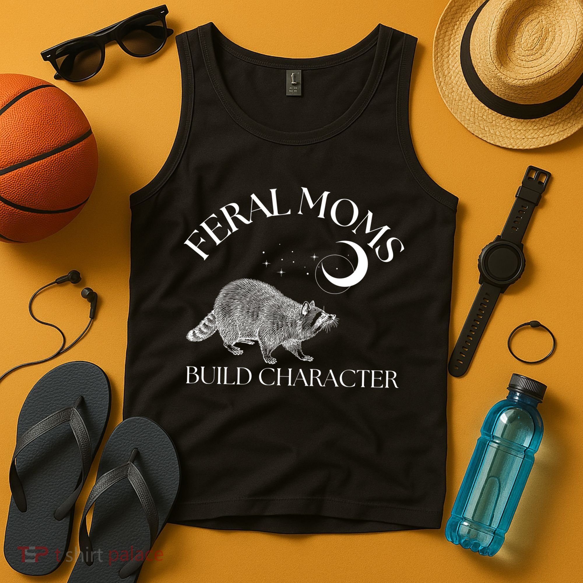 Feral Moms Build Character Raccoon Tank Top