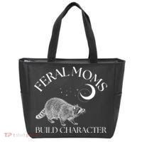 Feral Moms Build Character Raccoon Tote Bag thumb 0
