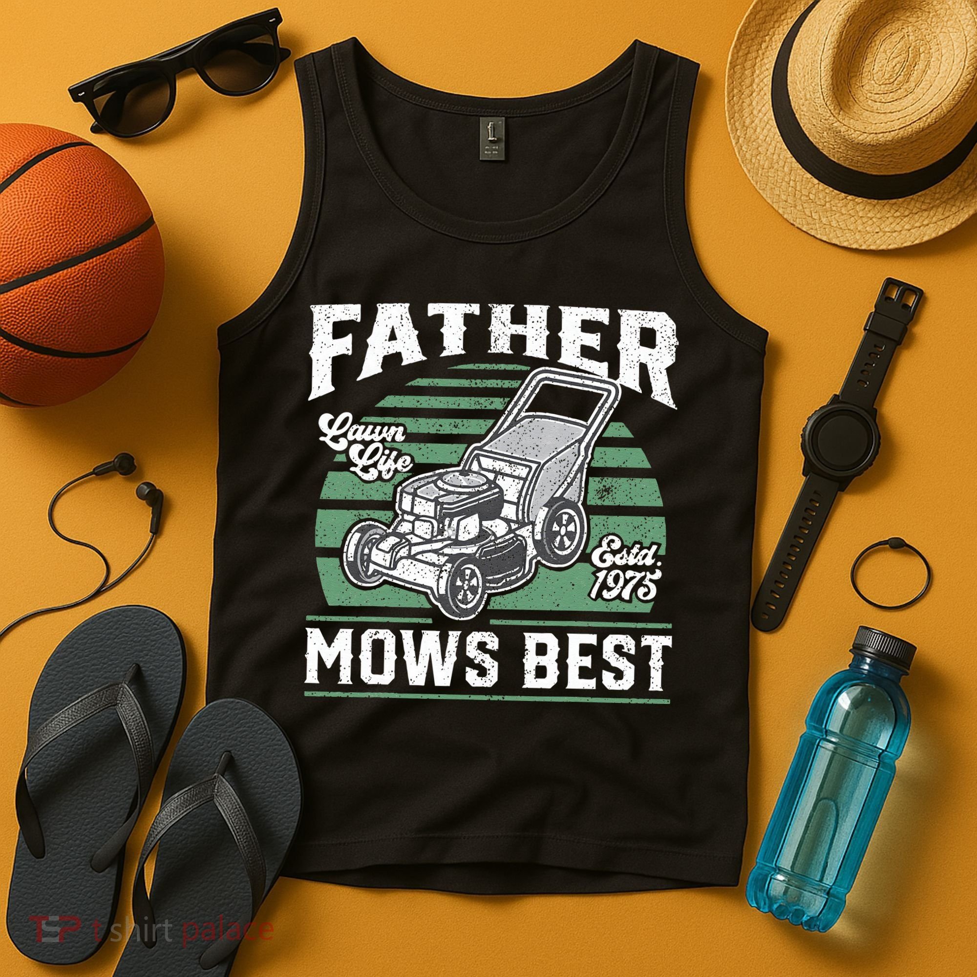 Father Mows Best Funny Lawn Mower Mowing Fathers Day Gift Tank Top