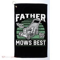 Father Mows Best Funny Lawn Mower Mowing Fathers Day Gift Golf Towel thumb 0