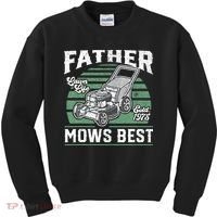 Father Mows Best Funny Lawn Mower Mowing Fathers Day Gift Kids Sweatshirt thumb 0