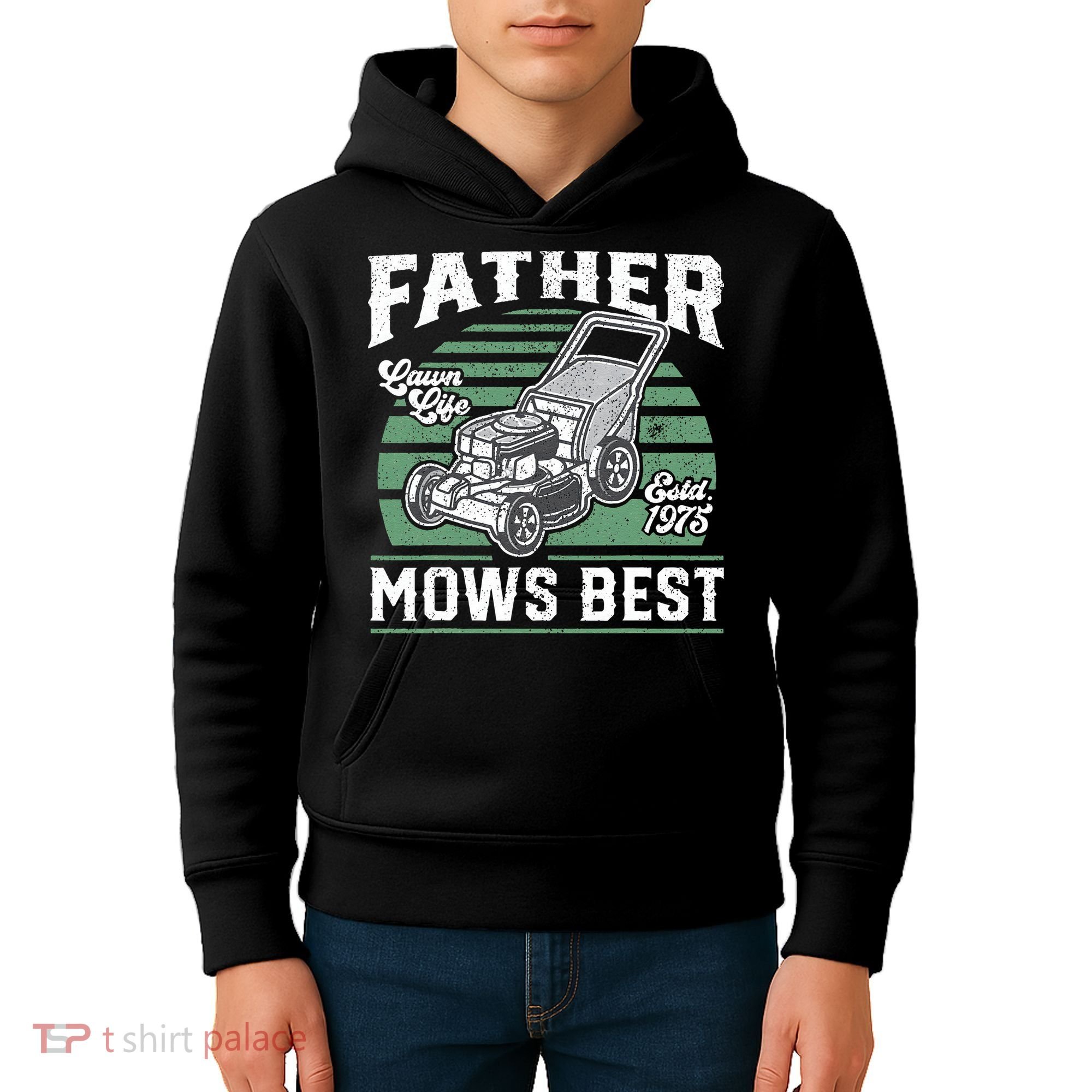 Father Mows Best Funny Lawn Mower Mowing Fathers Day Gift Kids Hoodie