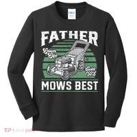 Father Mows Best Funny Lawn Mower Mowing Fathers Day Gift Kids Long Sleeve Shirt thumb 0