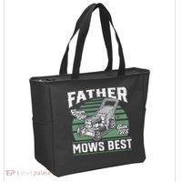 Father Mows Best Funny Lawn Mower Mowing Fathers Day Gift Tote Bag thumb 2