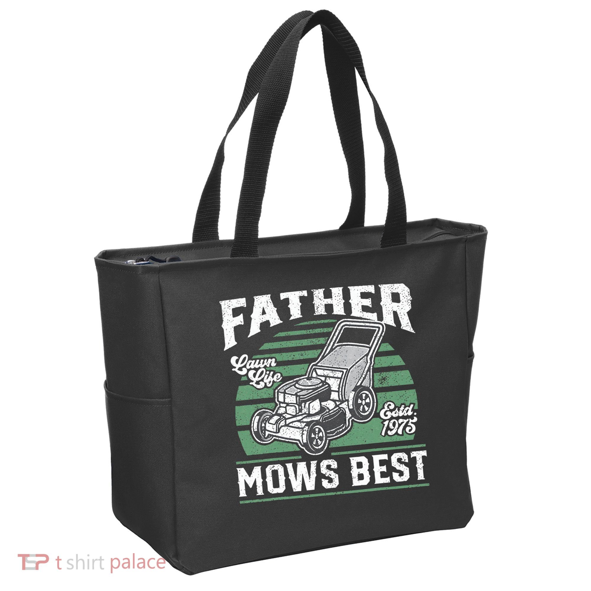 Father Mows Best Funny Lawn Mower Mowing Fathers Day Gift Tote Bag