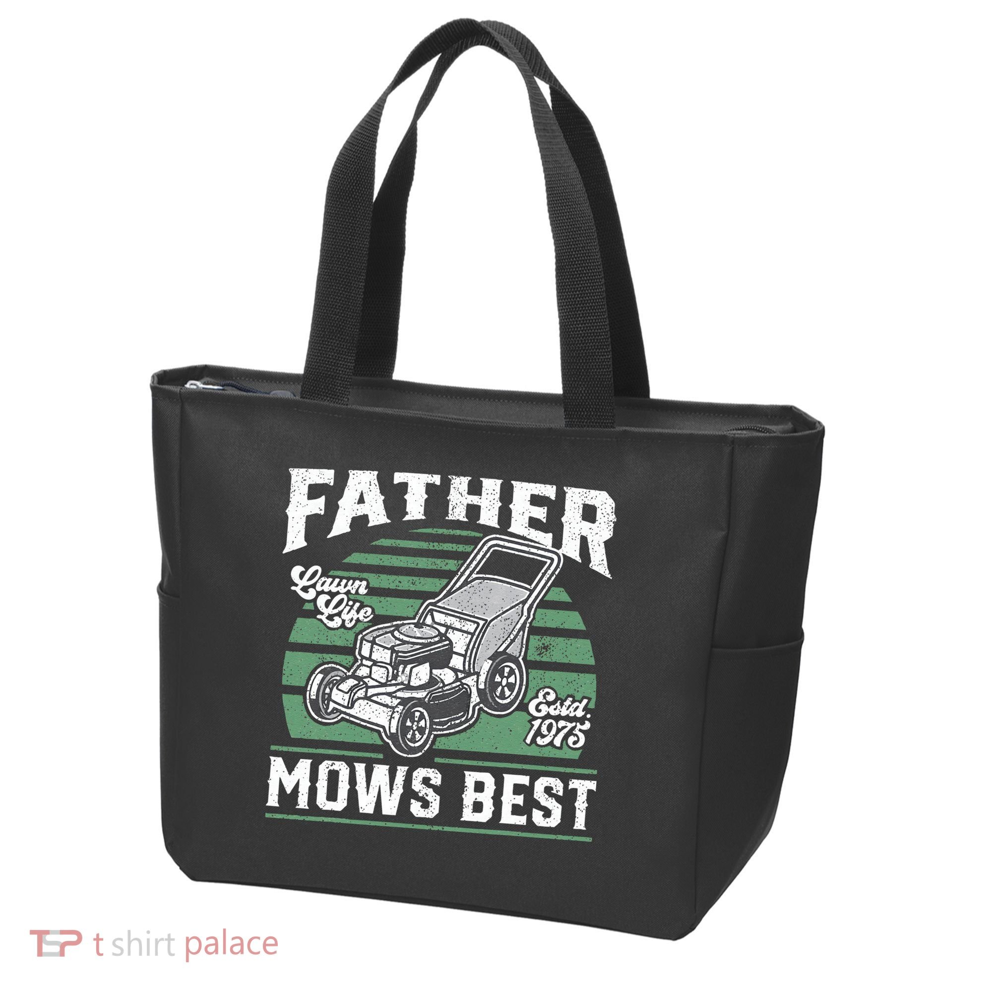 Father Mows Best Funny Lawn Mower Mowing Fathers Day Gift Tote Bag