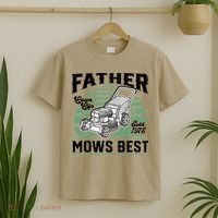 Father Mows Best Funny Lawn Mower Mowing Fathers Day Gift T-Shirt thumb 2