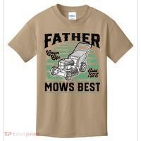 Father Mows Best Funny Lawn Mower Mowing Fathers Day Gift Kids T-Shirt thumb 0