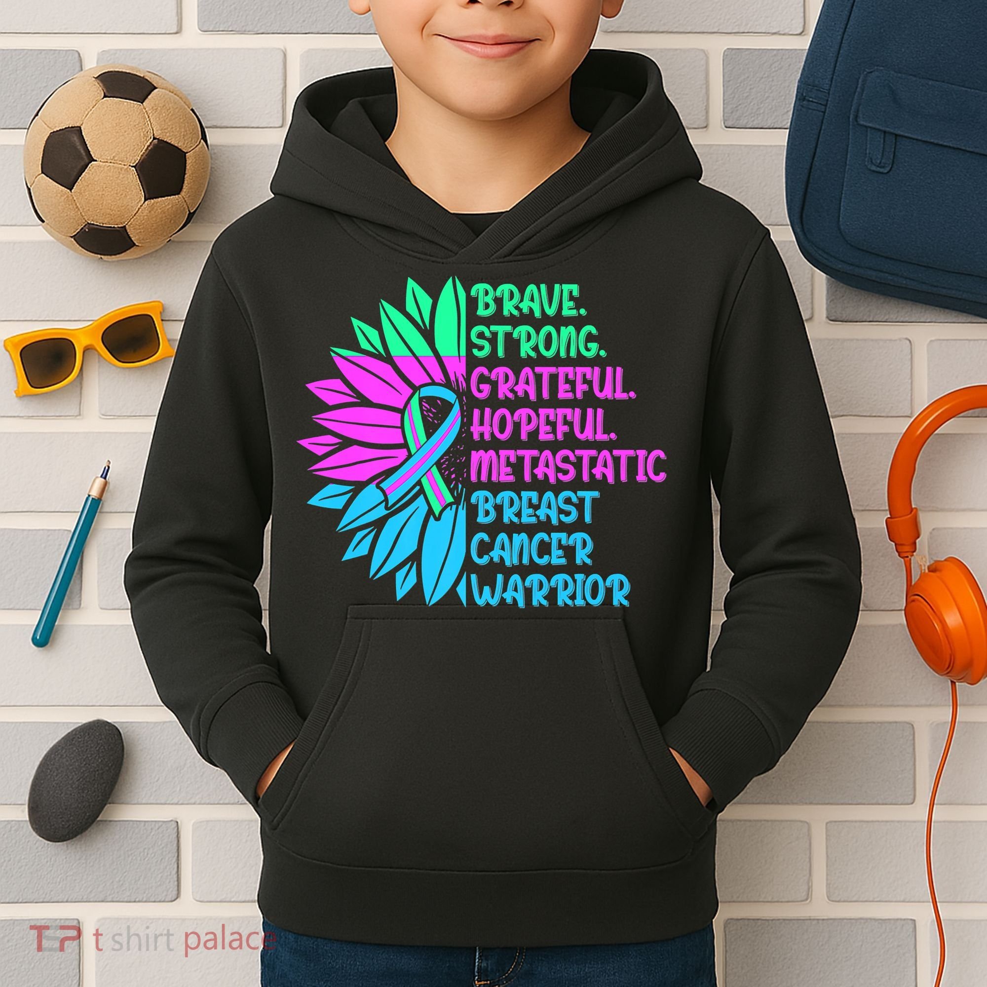 Funny Metastatic Breast Cancer Awareness Care Warrior Kids Hoodie