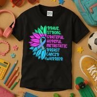 Funny Metastatic Breast Cancer Awareness Care Warrior Kids T-Shirt thumb 3