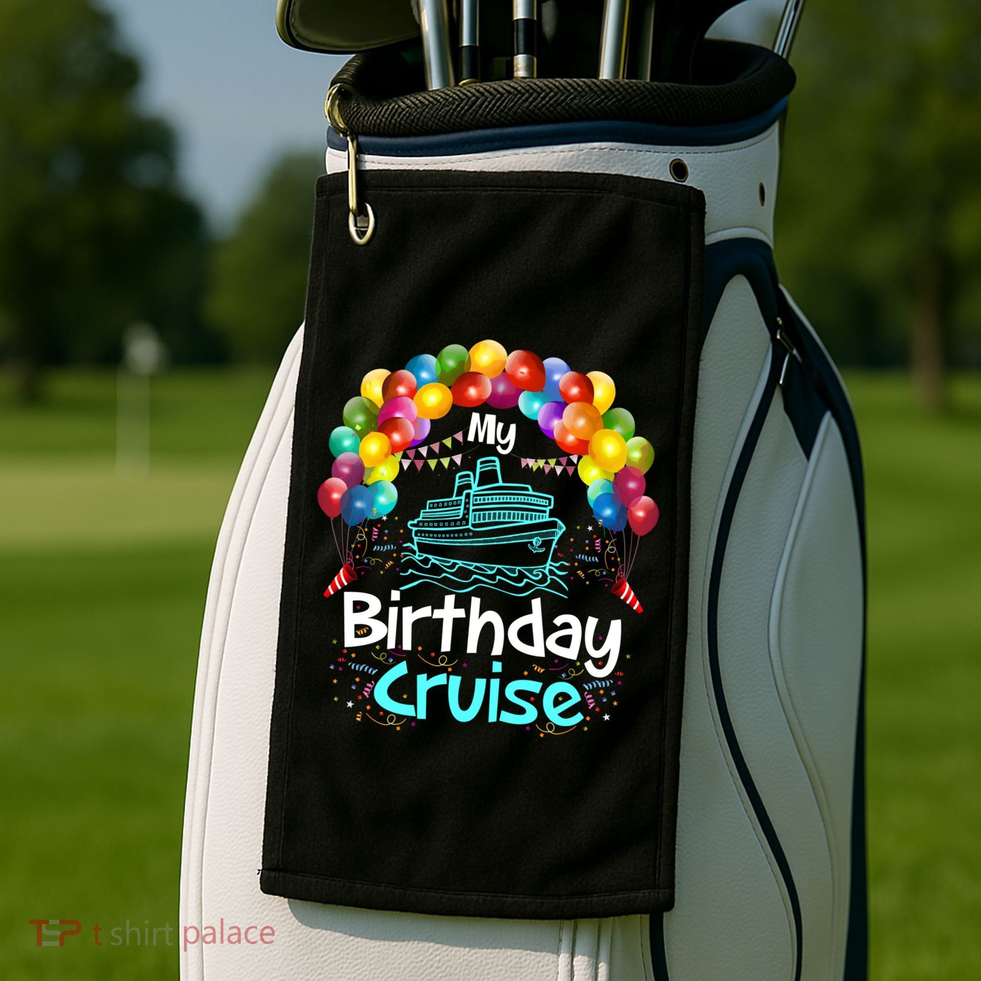 Festive My Birthday Cruise Ship Party And Gift Golf Towel