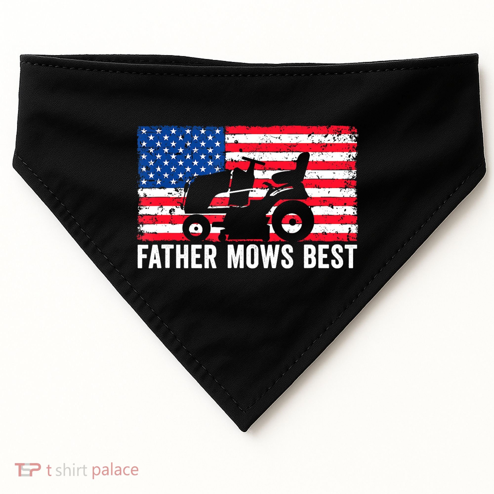 Father Mows Best Lawn Care Dad Mowing Patriotic FatherS Day USA-Made Doggie Bandana