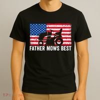 Father Mows Best Lawn Care Dad Mowing Patriotic FatherS Day T-Shirt thumb 3
