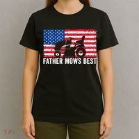 Father Mows Best Lawn Care Dad Mowing Patriotic FatherS Day T-Shirt thumb 4