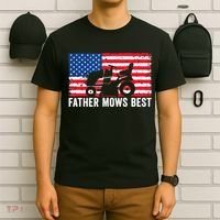Father Mows Best Lawn Care Dad Mowing Patriotic FatherS Day T-Shirt thumb 6