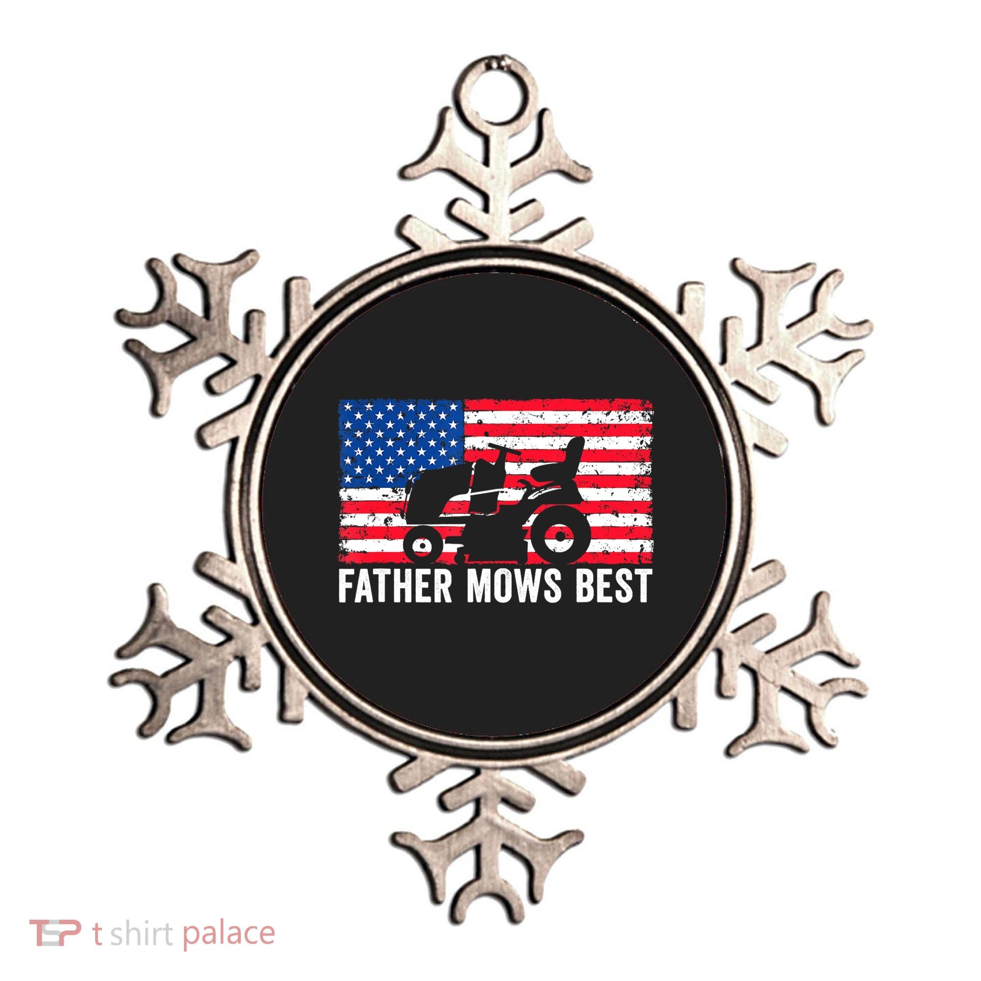 Father Mows Best Lawn Care Dad Mowing Patriotic FatherS Day Ornament