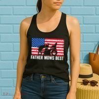 Father Mows Best Lawn Care Dad Mowing Patriotic FatherS Day Women's Tank Top thumb 2