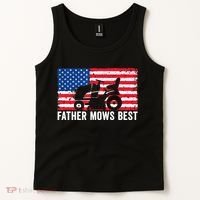 Father Mows Best Lawn Care Dad Mowing Patriotic FatherS Day Tank Top thumb 2